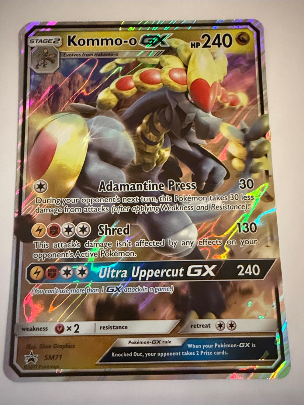Pokemon Kommo-o GX Holographic Card - Jumbo Card, black star promo sm71